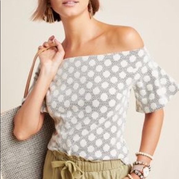 anthropologie polka dot top